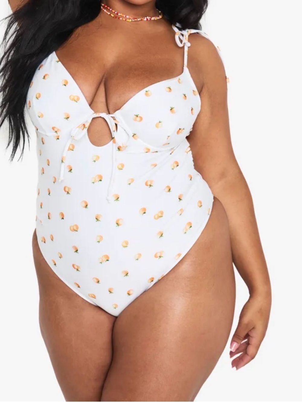 Boohoo Tangerine Print Bandeau Swimsuit